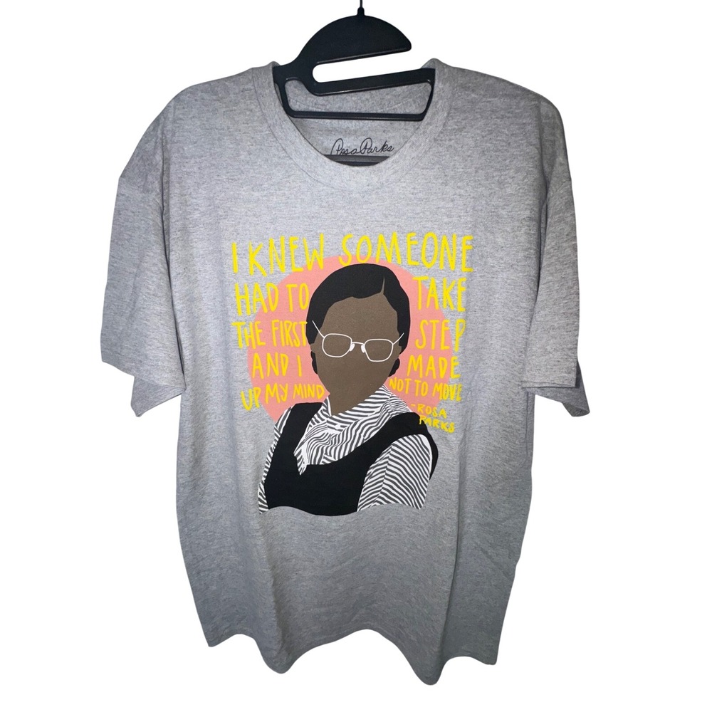 Rosa Parks Mens Graphic T-Shirt Heather Gray Civil Rights Quote Size L Large NEW